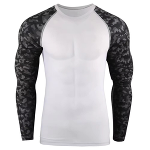 Chemises de compression à manches longues pour hommes, légères, avec surpiqûres contrastées, séchage rapide, impression par sublimation, protection UPF 50+ - Product Image 4