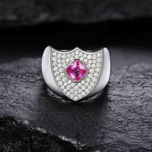 แหวนตราประทับทรงเหลี่ยมประดับเพชรแฟนซีสีสันสดใสเคลือบทอง 18K พร้อมใบรับรอง IGI สุดหรูสำหรับทุกเพศ สไตล์ฮิปฮอป - Product Image 2