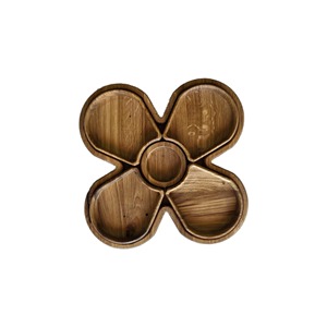 Floral Shape Wooden <b>Serving</b> Platter <b>Set</b> With Dip Bowls For Modern Snack <b>Serving</b> Platter Stylish Tableware And Home Parties - Product Image 3