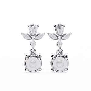 Pear Marquise Floral Diamond Drop <b>Earrings</b> – 1.16ctw CVD Lab Diamond 10K 14K 18K Solid White <b>Gold</b> Solitaire <b>Studs</b> - Product Image 4