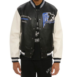 Chaqueta de cuero Avirex para hombre de alta calidad al por mayor, chaqueta de cuero genuino con cremallera completa para hombre, la más vendida. - Product Image 3