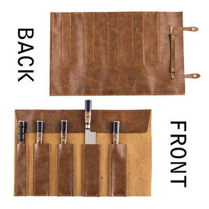 Bolsa enrollable para cuchillos de cuero personalizada Maysara Impex con asa, estuche enrollable para guardar cuchillos de chef para 8 cuchillos, hecha de cuero de grano completo. - Product Image 3