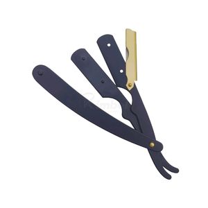 Rasoir droit pliant finition noire, outil de rasage professionnel pour barbier, shavette manuelle, design de logo personnalisé - Product Image 1