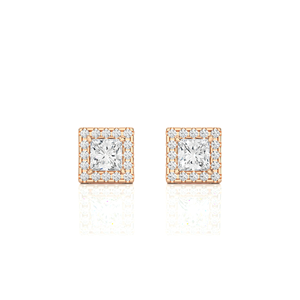 Boucles d'oreilles en diamant de laboratoire taille princesse et taille ronde 2,29 carats, en or 18 carats, pour mariage et anniversaire, en vente, export - Product Image 5