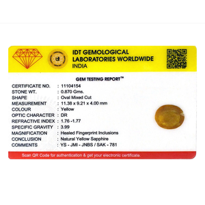 Loose 4.35 Carat Oval Cut Yellow Sapphire Gemstone for Fine Jewelry - Product Image 4