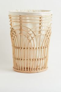 Panier en rotin de style naturel, tissé à la main, avec doublure en lin, conteneur décoratif pour l'organisation et le rangement à la maison - Product Image 2