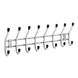 Promixo Modern Stainless Steel 8 Hook Wall Mounted Rack Single Tier Rust Resistant Clothing Organizer for Bathroom Towel <b>Coat</b> - Product Image 1