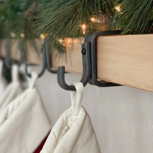 Christmas <b>Stocking</b> <b>Holder</b>, Custom Mantel Hook, Mantle <b>stocking</b> <b>holder</b>, Farmhouse Hanger, Christmas Decor, feltsocks - Product Image 1