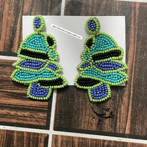 Pendientes de aro con cuentas y bordados hechos a mano, para fiestas festivas, pendientes de moda. - Product Image 1