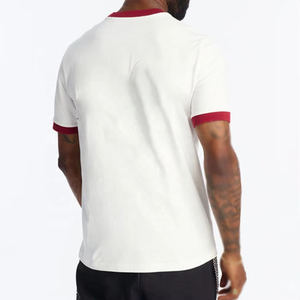 Camisetas de algodón personalizadas para hombre con cuello en contraste, manga corta, estilo urbano vintage, camiseta de peso pesado, suministro al por mayor - Product Image 3