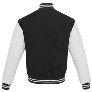 <b>Men's</b> Navy <b>White</b> Varsity <b>Jacket</b> Stand Collar Zipper Closure Eco-Friendly Breathable Windproof Preppy Style High Street Regular - Product Image 3