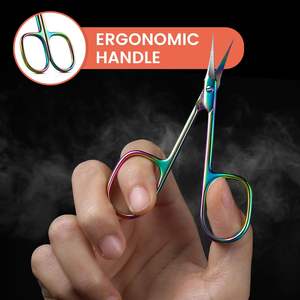 Tijeras para Cutículas Profesionales de 9.5cm, Duraderas, de Acero Inoxidable, con Punta Curva para Mano Derecha, No Plegables, para Manicura - Product Image 5