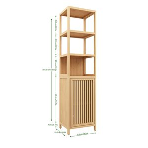 Armadio Alto e Sottile con Ante a Persiana, Mobile a 3 Ripiani per Biancheria, Arredamento per Soggiorno, Cucina e Bagno - Product Image 5