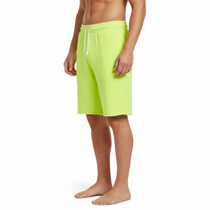 Men Cotton Fleece Knee Length Shorts Lightweight Relaxed Fit <b>Elastic</b> Waist Comfortable Summer Wear Solid Colour Short Pants - Product Image 3