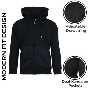 เสื้อฮู้ดซิปสีพื้นสำหรับผู้ชาย ทรงปกติ สวมใส่สบาย ผ้าฟลีซ เหมาะสำหรับฤดูใบไม้ร่วง - Product Image 4