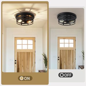 2-Pack Farmhouse Black Flush Mount Ceiling <b>Light</b> Fixture 40W for Hallway <b>Hall</b> Kitchen Office - Product Image 3