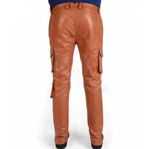 Pantalon en cuir classique pour homme, design élégant, cuir souple, durable, respirant, coupe confortable, idéal pour le quotidien et le streetwear. - Product Image 3