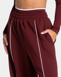 Pantalones Deportivos de Mujer para Invierno, Estilo Urbano, 100% Algodón, Corte Holgado, Cintura Media, Color Borgoña - Product Image 6