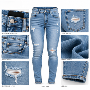 Fabricante de Jeans True Blue para Mujer, Lavado Medio, Marca Privada para Marcas Casuales, Tallas S-XL, Bajo MOQ - Product Image 6
