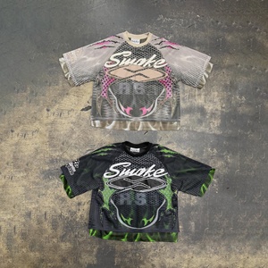 Camiseta de Motocross de Malla de Doble Capa Y2K de Primera Calidad con Logotipo Personalizado, Sublimación con Estampado Gráfico Completo, Manga Corta - Product Image 1