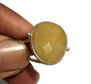 Anillo con Incrustaciones de Zafiro Amarillo Natural, Plata de Ley 925, Engaste en Bisel, Estilo Bohemio Ovalado, Anillo de Diseño para Unisex - Product Image 3