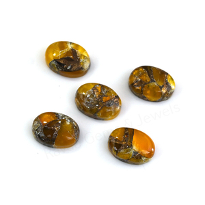 Cabujón de Citrino Natural de Mohave con Cobre, Ovalado de 10x14mm, de Fondo Plano, Pulido Brillante y Liso, Piedra Preciosa Suelta para Fabricación de Joyas y Colgantes - Product Image 5