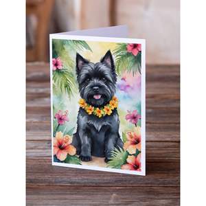 Whimsical Cairn Terrier Luau Tarjetas de felicitación Paquete de 8 A7 Tamaño 5x7 Tarjetas de notas en blanco con sobres - Product Image 2