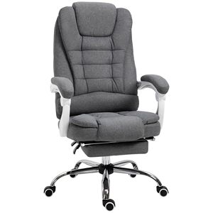 Sedia da Ufficio Ergonomica Grigio Scuro Certificata BIFMA, Sedia Direzionale con Poggiapiedi Retrattile, Altezza Regolabile, Reclinabile in PU - Product Image 1