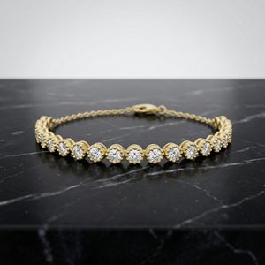 Bracelet chaîne classique en argent 925 avec diamant rond de laboratoire certifié, bijou de luxe étincelant pour femme, cadeau, fête, mariage - Product Image 2