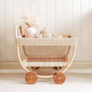 Carritos de juguete de ratán para niños, carrito de juguete con dos niveles, carrito de té rodante al por mayor. - Product Image 4