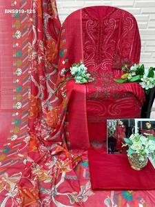 Mejor tela, última colección, algodón cambray con bordados, conjunto de salwar-kameez y dupatta semicosturado, proveedor mundial. - Product Image 2