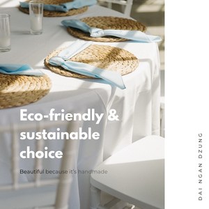 Set de table rond en jacinthe d'eau tressée de qualité supérieure, écologique et durable, protection de table naturelle, épaisseur personnalisable - Product Image 3