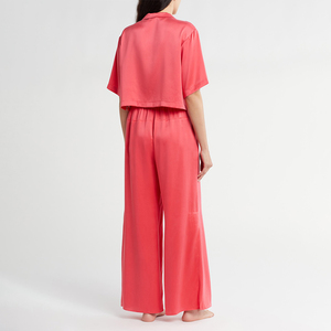 Conjunto de Pijama de Satén para Mujer, Verano 2026, Manga Larga, Botones, Color Sólido, Clásico, Transpirable - Product Image 2