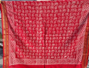 Paréo de plage en coton imprimé à la main rouge avec bordure Zari, motif floral, léger, style bohème, couverture de plage, écharpe indienne imprimée - Product Image 5