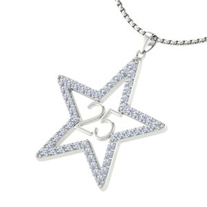 Silver Star 25 Year Anniversary <b>Necklace</b> Women Elegant Crystal Pendant Jewelry Statement Accessory Gift Daily Wear Premium - Product Image 5