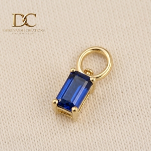 IGI Certified 10KT Solid Gold Minimalist Charm Pendant With Lab Grown Royal <b>Blue</b> <b>Sapphire</b> Women Necklace <b>Bracelet</b> Fine Jewelry - Product Image 4