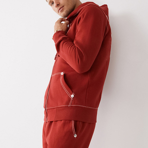 Mens Embroidered Letter Design Contrast <b>Stitching</b> Full Zip <b>Hoodie</b> Heavyweight Fleece <b>Oversized</b> Streetwear Activewear 100% Cotton - Product Image 5