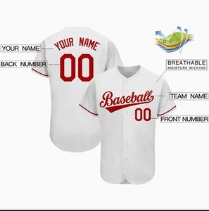 Maillots de baseball blancs à rayures noires avec impression par sublimation personnalisée - Product Image 3