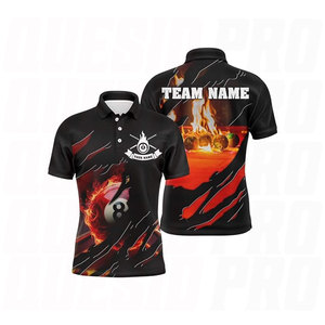 Camiseta de Polo de Billar con Logotipo Personalizado al por Mayor, 100% Poliéster, Secado Rápido, Transpirable, Sublimada, para Hombre, Calidad Premium - Product Image 1