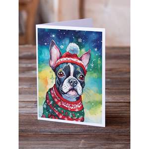 การ์ดอวยพรคริสต์มาส whimsical Boston Terrier พร้อมซองจดหมายขนาด8 A7ขนาด5x7 - Product Image 2