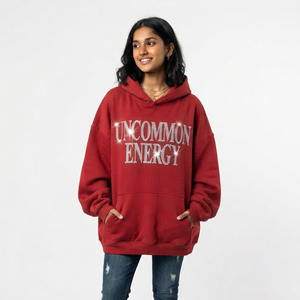 Women Baggy Rhinestone Hoodies Casual 100% Fleece Polyester Full Sleeve Drop Shoulder Heavy <b>Weight</b> 430GSM Sweat Hoodies - Product Image 6
