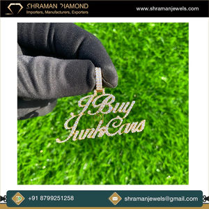 SHRAMAN JEWELS Trendy Hip Hop 925 Silver Rhodium Plated Custom Iced Fine Cursive <b>Initial</b> Letter Name Pendant <b>Necklace</b> Charm Lab - Product Image 4