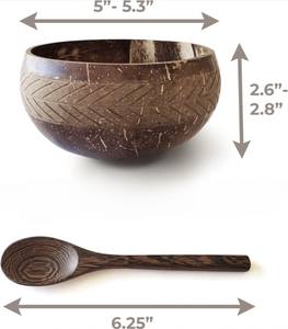 2025 Hot Trend Eco-friendly Natural Coconut Shell <b>Wooden</b> Rice Bowl 100% <b>Compostable</b> for Party Serving Mixed Vegetables Fruit - Product Image 5