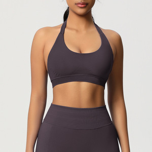 Soutien-gorge de sport léger et respirant pour femme, personnalisable en gros – Soutien-gorge de fitness et de yoga à dos croisé, absorbant les chocs, avec logo frontal - Product Image 4