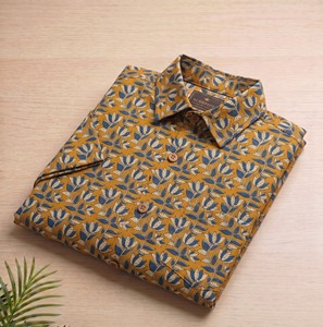 Chemise en coton imprimée à la main pour homme, légère, confortable, décontractée, textile indien, vente en gros - Product Image 2