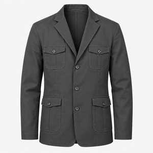 Veste Safari Homme Premium Respirante en Tissu Peigné avec Quatre Poches Classiques sur le Devant – Blazer Décontracté pour l'Automne - Product Image 3