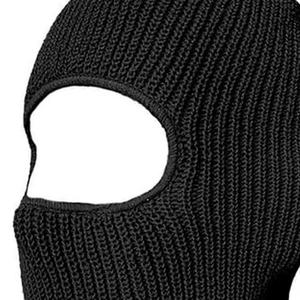 Cagoule tricotée à 3 trous, masque de ski unisexe pour hommes, sports de plein air, chaude, respirante, coupe-vent, personnalisable, noire - Product Image 4