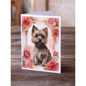 Cairn Terrier Valentine Roses Whimsical A7 Tarjetas de felicitación Paquete de 8 tarjetas de nota en blanco con sobres Tamaño 5x7 - Product Image 2