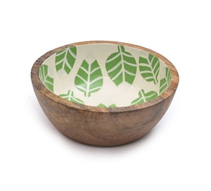 Bol à salade en bois d'acacia naturel, bol en bois fait à la main pour servir, bol décoratif imprimé pour fruits et riz - Product Image 2