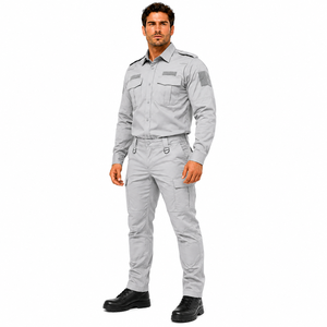 Conjunto de Uniforme de Guardia de Seguridad para Hombre, Camisa de Manga Larga, Pantalones Cargo, Gris Sólido, Ropa de Trabajo Profesional, Uniforme para Todas las Temporadas - Product Image 5